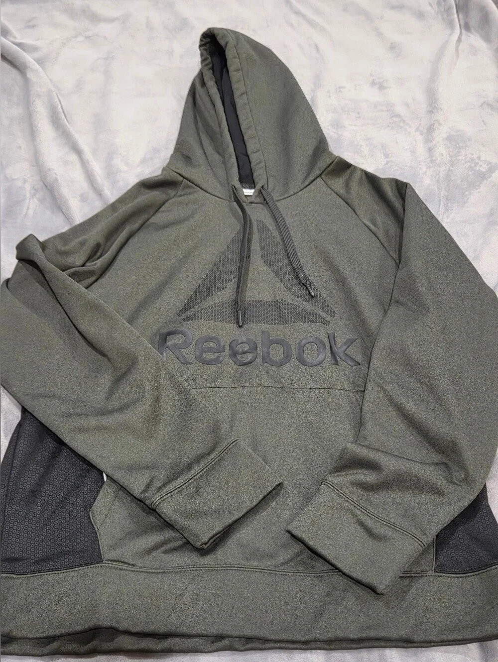 Reebok Men's Olive Green Logo Crewneck Hoodie